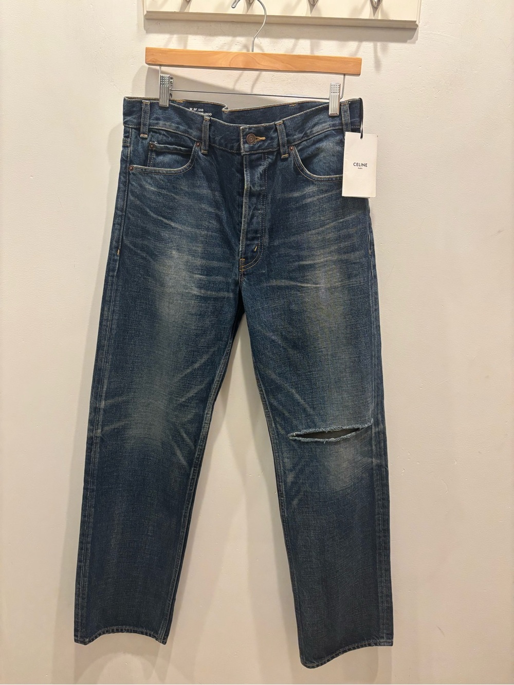 Celine Women's Straight Leg Washed Blue Jeans